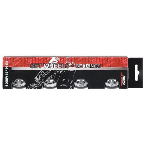 PU 64x24 82A CZARNE N (4 szt.) + ABEC-9 (8 szt.) ZESTAW NILS EXTREME PU 64x24 82A CZARNE N (4 szt.) + ABEC-9 (8 szt.) ZESTAW NILS EXTREME