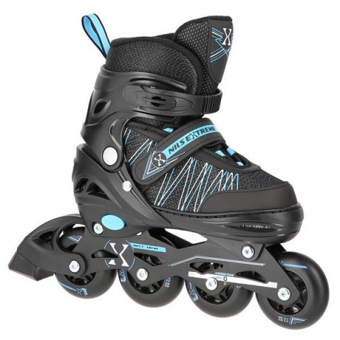 NH11912 A 2w1 BLACK/BLUE ROZM. M(35-38) ŁYŻWOROLKI Z WYM. PŁ. HOKEJOWĄ NILS EXTREME