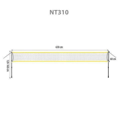 NT310 SIATKA DO BADMINTONA SŁUPKI TELESKOPOWE 630x60cm + POKROWIEC PEŁNY NILS