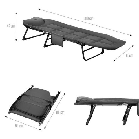 NC2720 ŁÓŻKO TURYSTYCZNE SKŁADANE SZARE 200 CM NILS CAMP