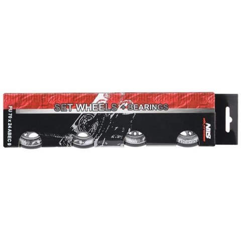 PU 70x24 82A CZARNE N (4 szt.) + ABEC-9 (8 szt.) ZESTAW NILS EXTREME PU 70x24 82A CZARNE N (4 szt.) + ABEC-9 (8 szt.) ZESTAW NILS EXTREME