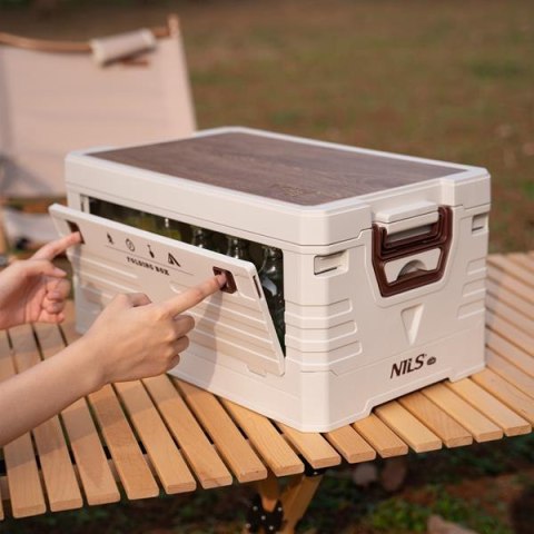 NCB4002 SKŁADANA SKRZYNIA KEMPINGOWA Z FUNKCJĄ STOŁU 2W1 50L NILS CAMP