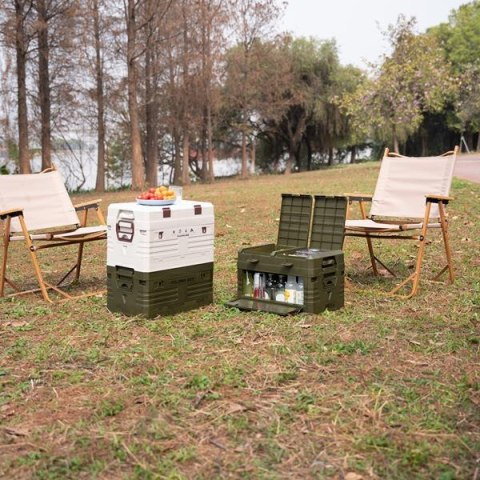 NCB4003 SKŁADANA SKRZYNIA KEMPINGOWA Z POKRYWĄ ZIELONA 50L NILS CAMP