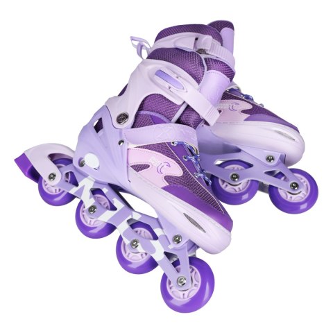 NA0189 ZESTAW LED ŁYŻWOROLKI OCHRANIACZE MOONBEAM FIOLETOWE ROZM. L(39-42) NILS EXTREME