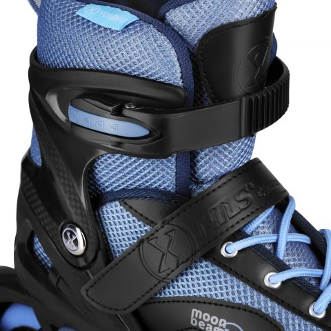 NA0189 ZESTAW LED ŁYŻWOROLKI OCHRANIACZE MOONBEAM NIEBIESKIE ROZM. M(35-38) NILS EXTREME